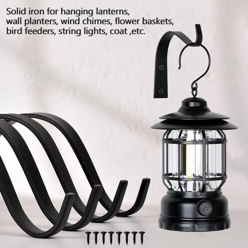 onsogi 4 Inch Iron Wall Hooks for Plant Hanger Bracket Indoor Outdoor, Wall Mount Rustic Decor for Light, Lanterns Fence, Bird Feeders, Wind Chimes - Image 2